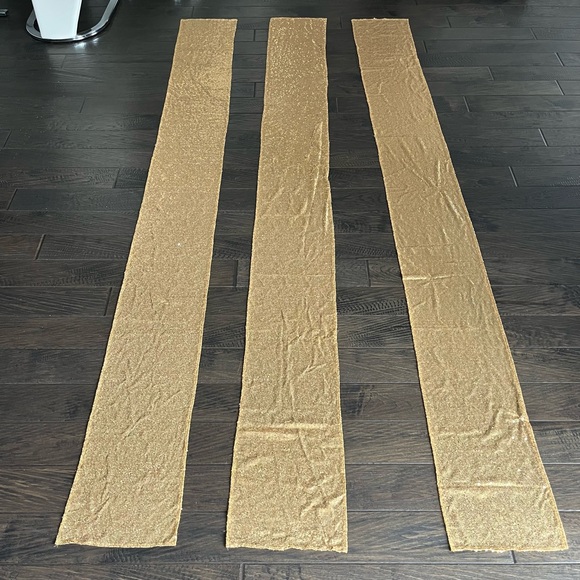 Other - 3 Piece Gold Sequence Table Runners Lightweight & Thin Christmas, Holidays